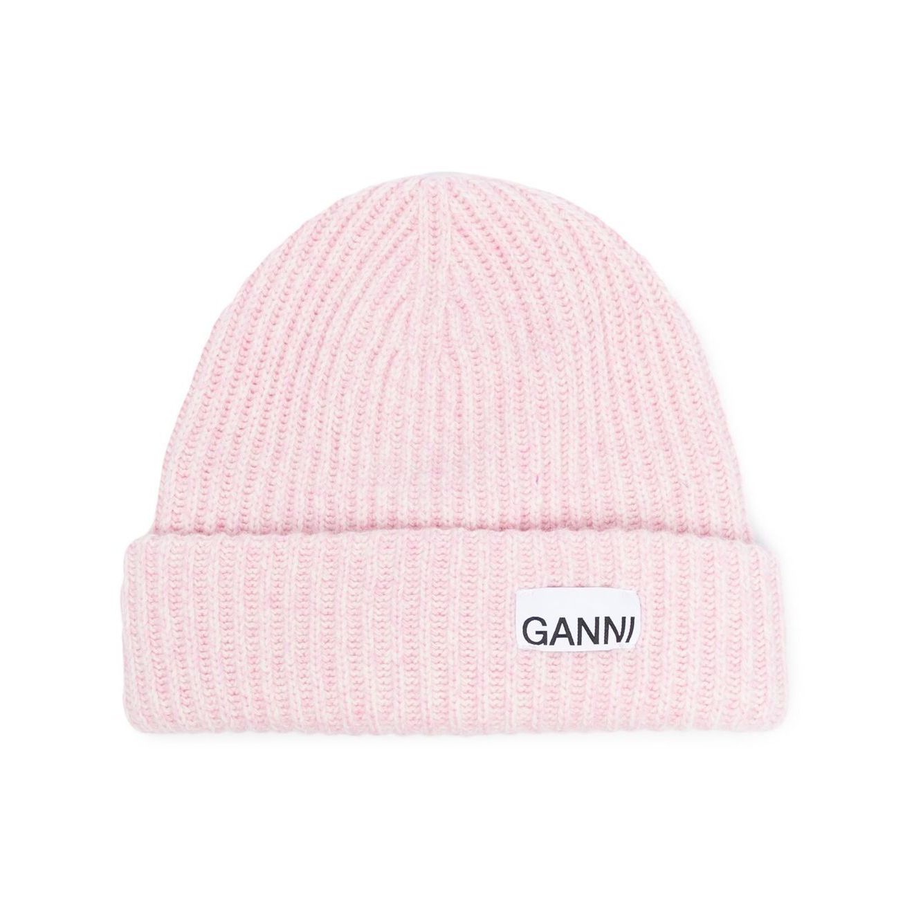 Ganni Oversized Wool Rib Knit Beanie Scarves Hats & Gloves