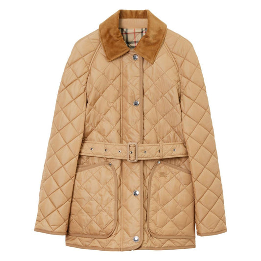 Burberry EKD-embroidered diamond-quilted jacket