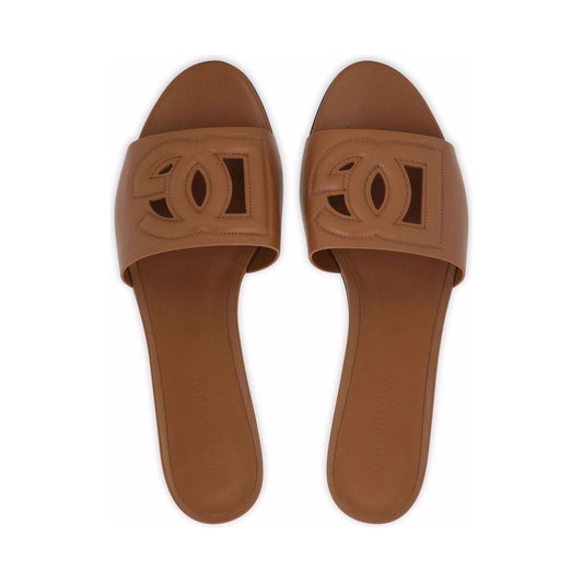 Dolce & Gabbana DG Logo leather sandals Sandals Dolce & Gabbana Saddle Brown