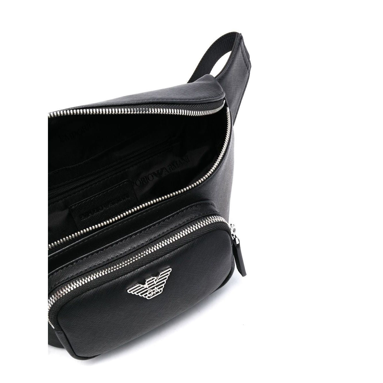 Front view with bag zipped and handles upright.