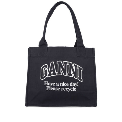 Ganni Large shopper bag with logo Shopper