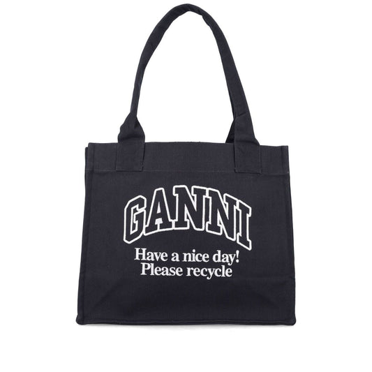 Ganni Large shopper bag with logo Shopper