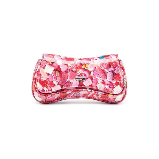 Diesel Play-Glossy clutch with print Clutches Diesel Pink