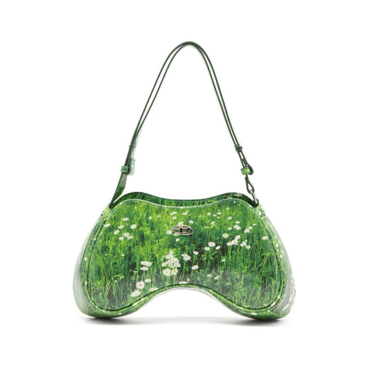 Diesel Play-Glossy shoulder bag with print Shoulder Diesel Dim Gray