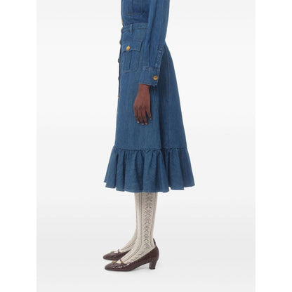 Valentino Denim Midi Skirt Skirts