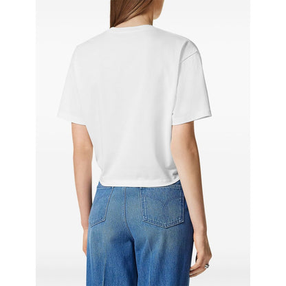 Versace logo-embroidered T-shirt in white Topwear