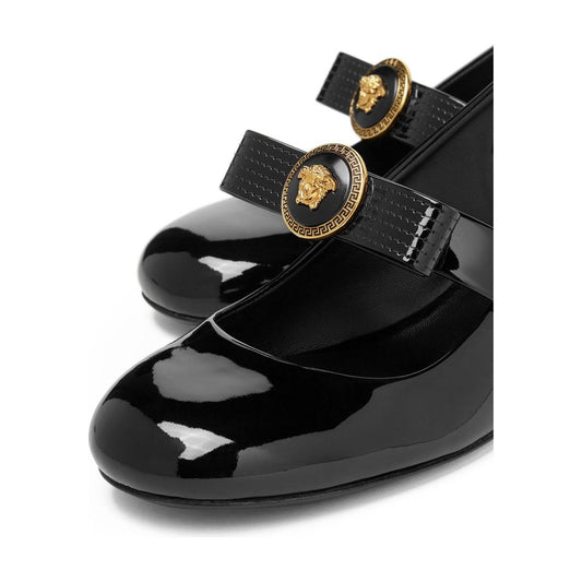 Versace Gianni Ribbon Patent Slingback Pumps 35 mm Medium Heel Versace Black