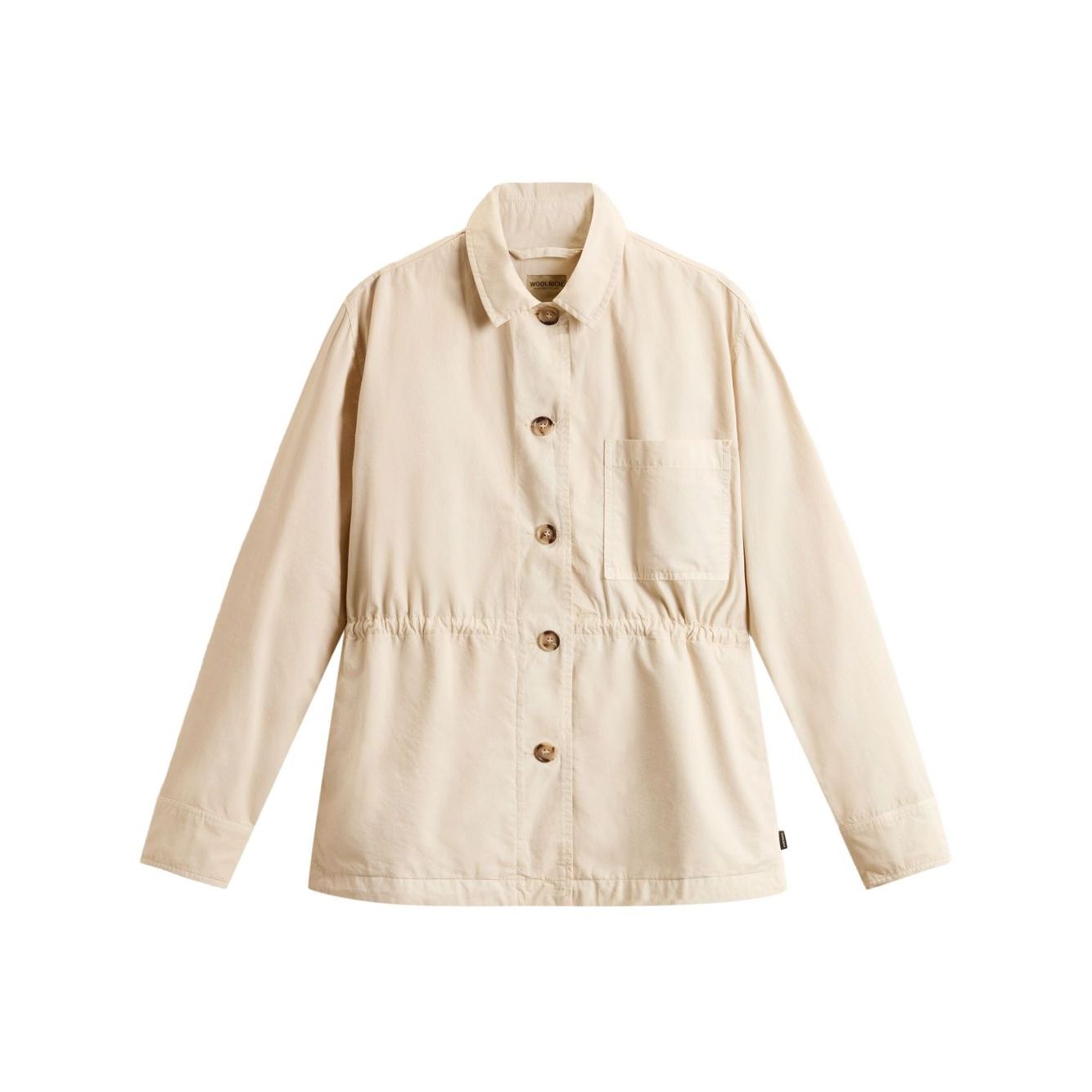 Woolrich Garment-Dyed Pure Cotton Overshirt beige