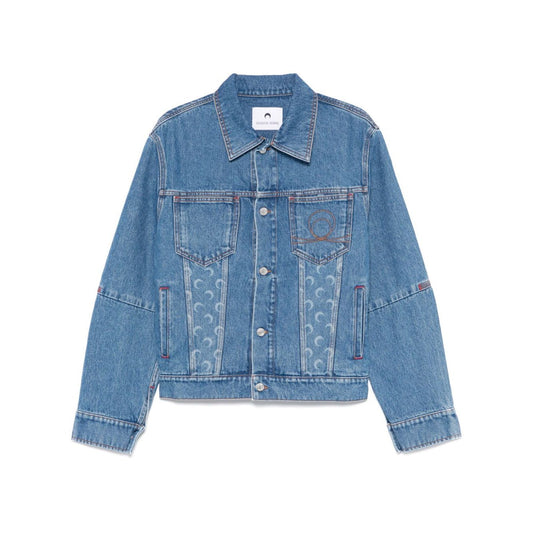 Marine Serre crescent moon-print denim jacket