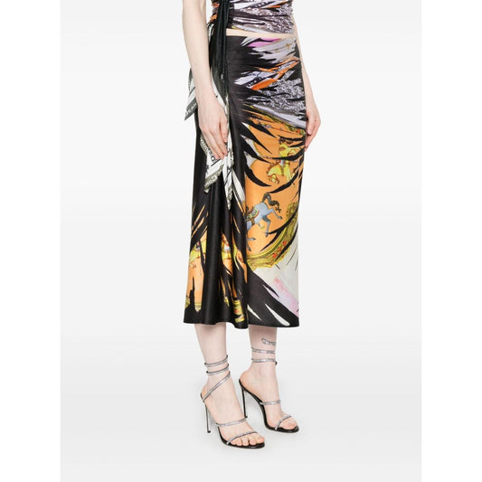 Diesel Printed Midi Skirt Skirts Diesel White Smoke