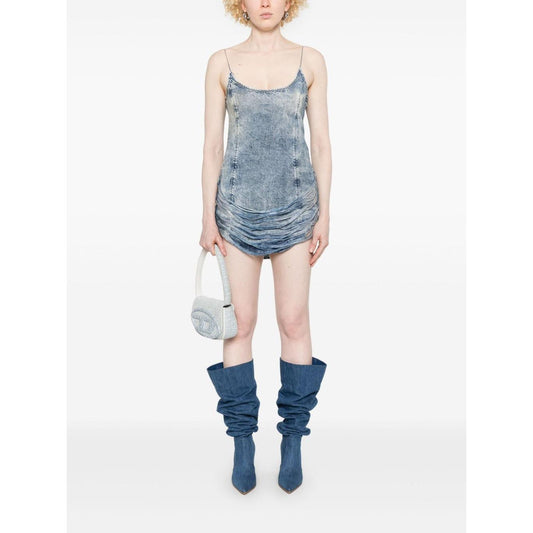 Diesel Tencel denim mini dress with fringes Dresses Diesel White Smoke