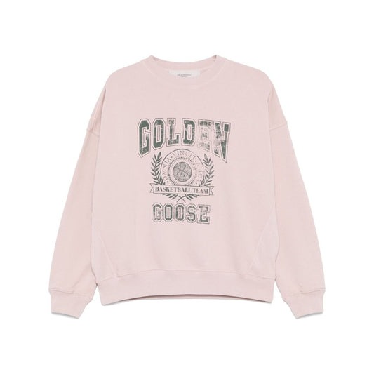 Golden Goose Old rose unisex round neck sweatshirt with green logo print