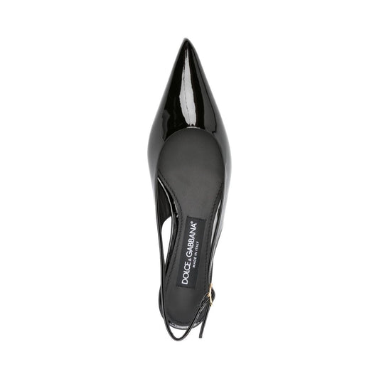 Dolce & Gabbana 40mm patent slingback pumps Medium Heel Dolce & Gabbana Dark Slate Gray