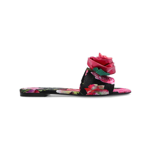 Dolce & Gabbana Floral Motif Slides Sandals Dolce & Gabbana Maroon