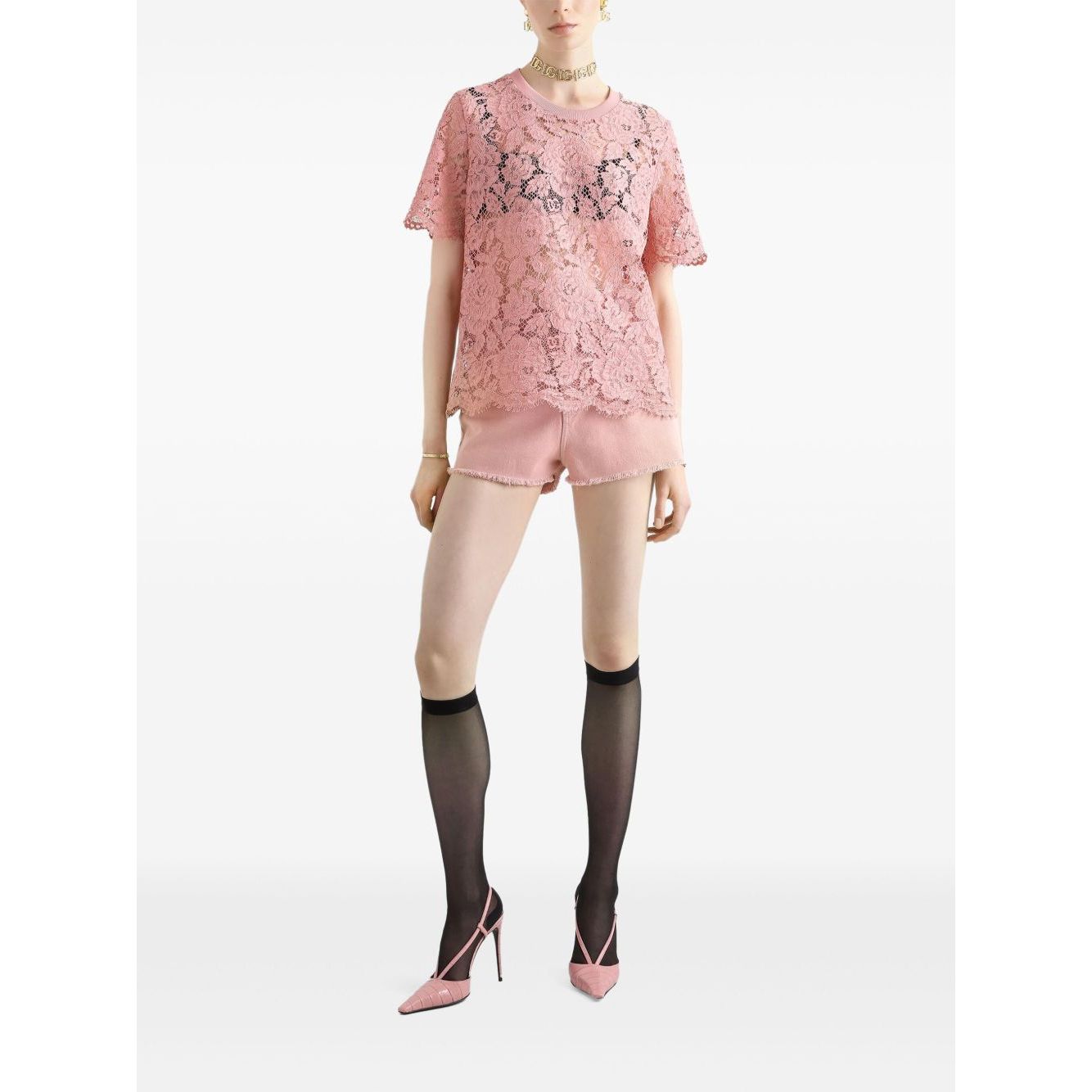 Dolce & Gabbana corded lace short sleeved T-shirt