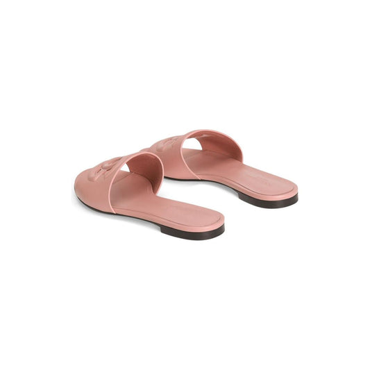 Dolce & Gabbana Calfskin sliders with DG logo Sandals Dolce & Gabbana Rosy Brown