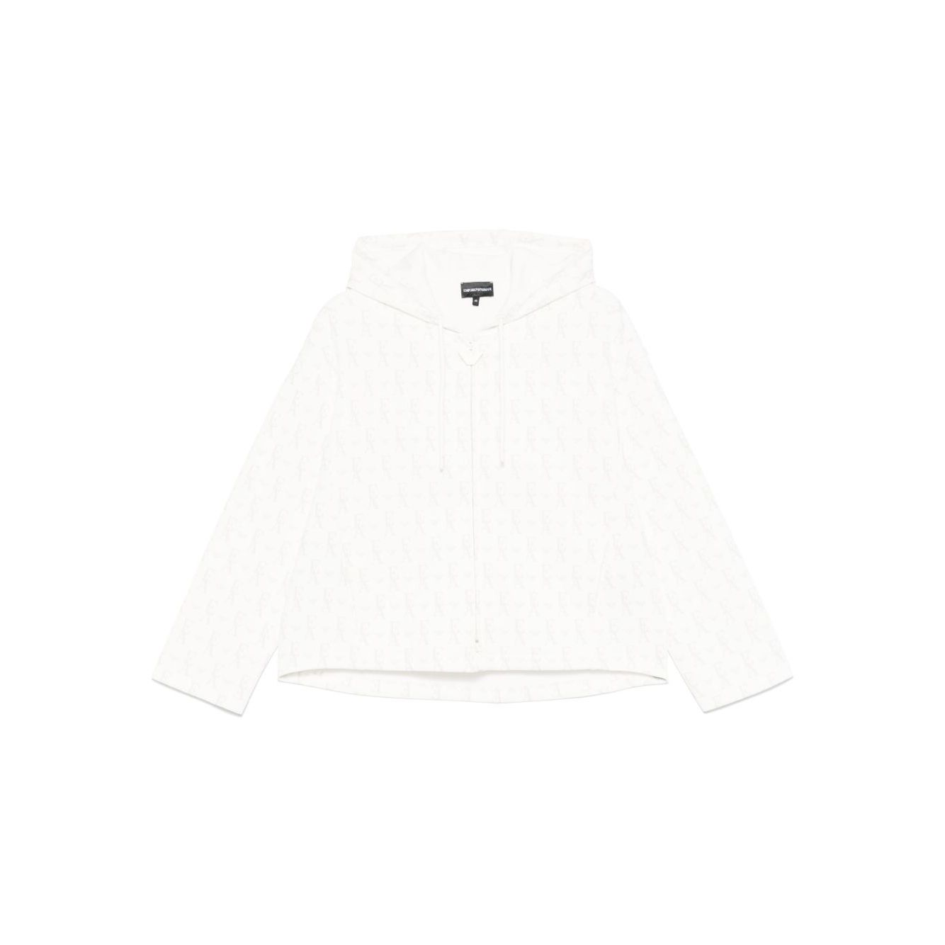 Emporio Armani Zip-up hoodie in double jersey with all-over lettering