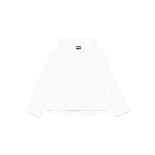 Emporio Armani Zip-up hoodie in double jersey with all-over lettering