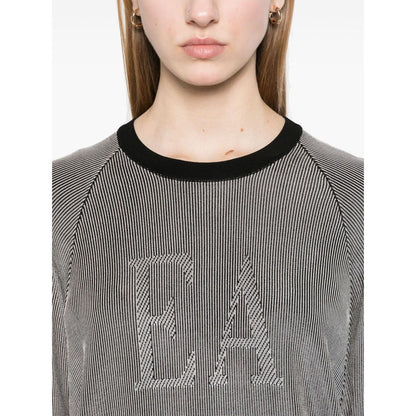 Emporio Armani Two-tone fisherman’s rib jumper with EA logo