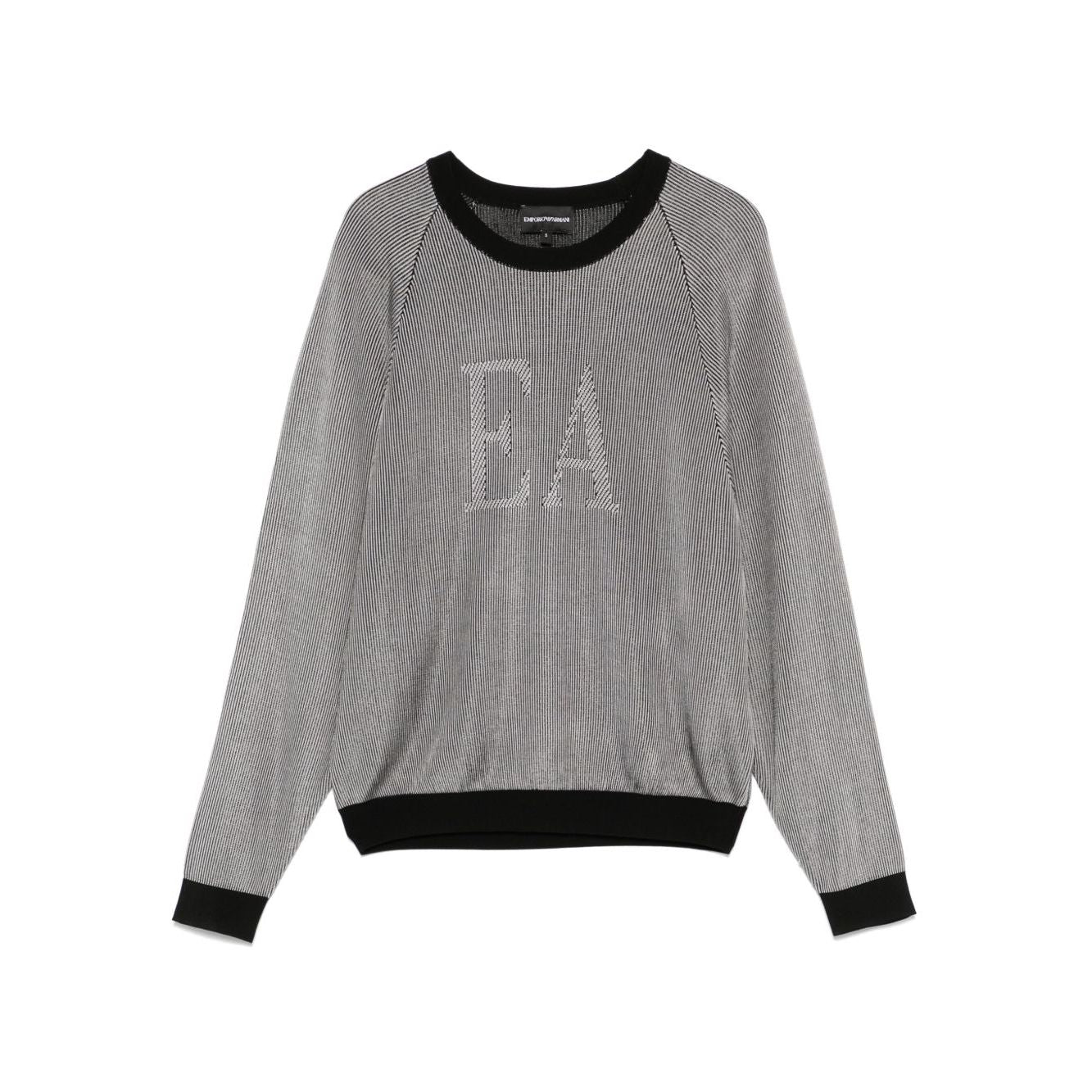 Emporio Armani Two-tone fisherman’s rib jumper with EA logo