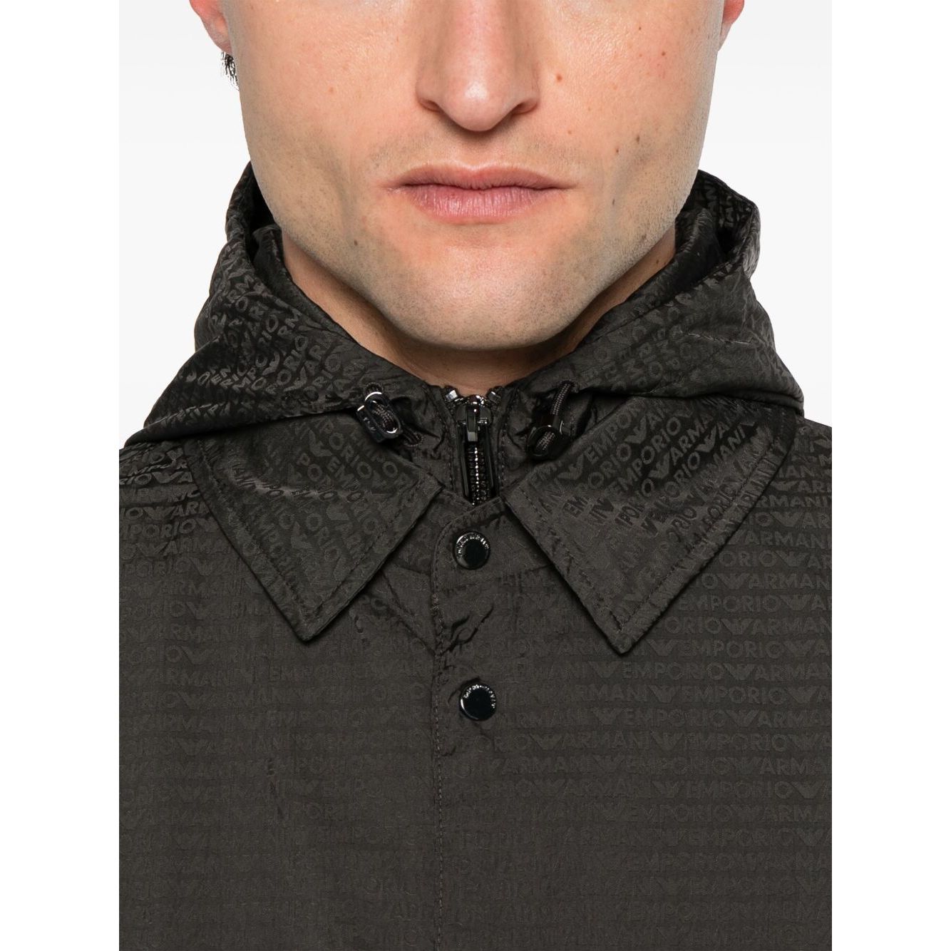 Emporio Armani Blouson with internal nylon bib jacquard all-over lettering