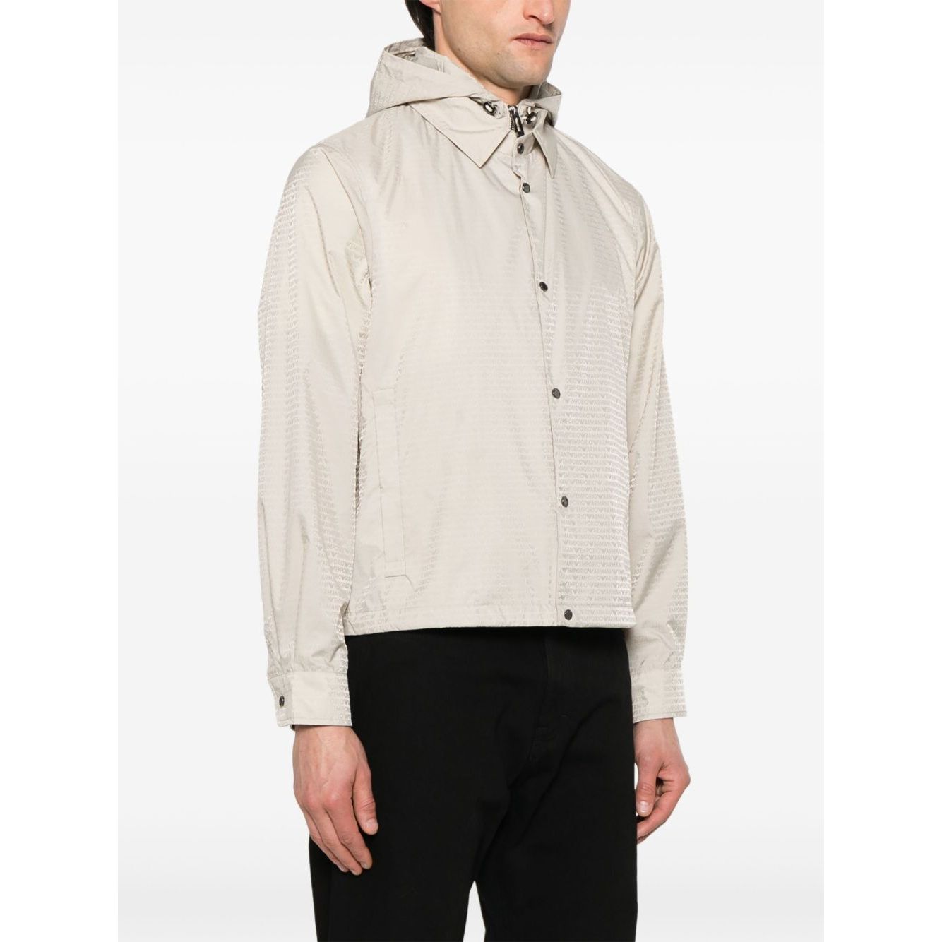 Emporio Armani Blouson with internal nylon bib jacquard all-over lettering