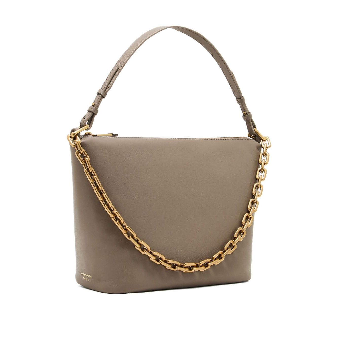 Emporio Armani Medium leather hobo bag with chain