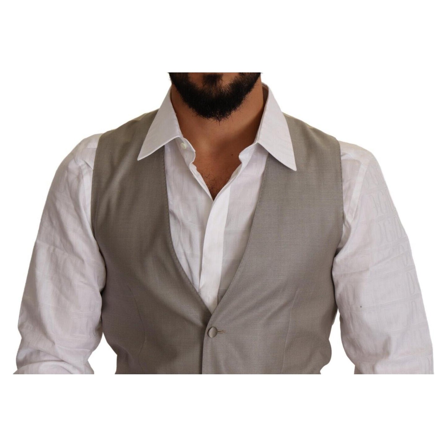 Dolce & Gabbana Beige Wool Single Breasted Waistcoat Vest