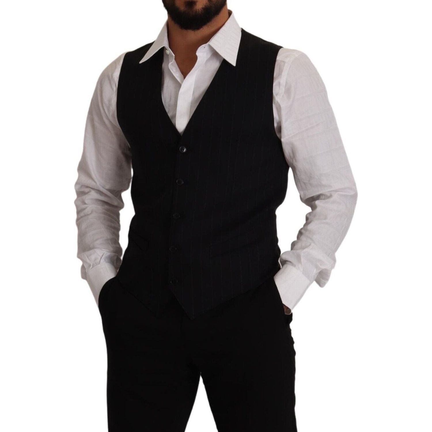 فستان دولتشي آند غابانا الأنيق ذو الخطوط الزرقاء