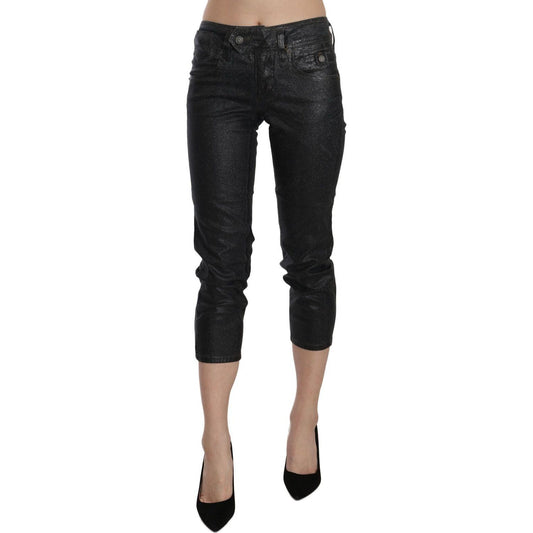 John Galliano Chic Black Mid Waist Cropped Jeans John Galliano Rosy Brown