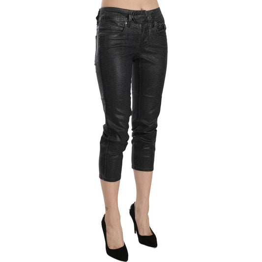 John Galliano Chic Black Mid Waist Cropped Jeans John Galliano Dark Slate Gray