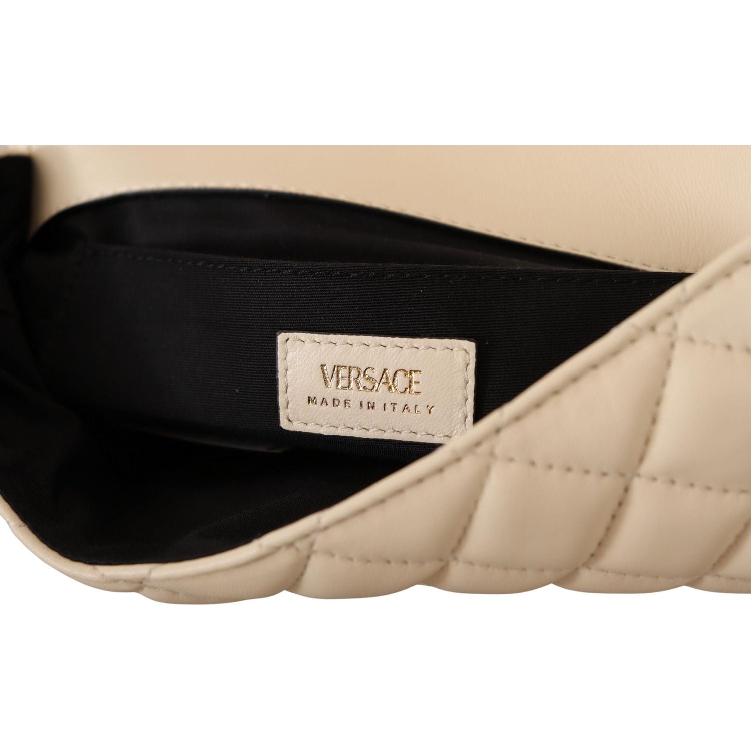 حقيبة كتف أنيقة من جلد النابا باللون الأبيض من فيرساتشي