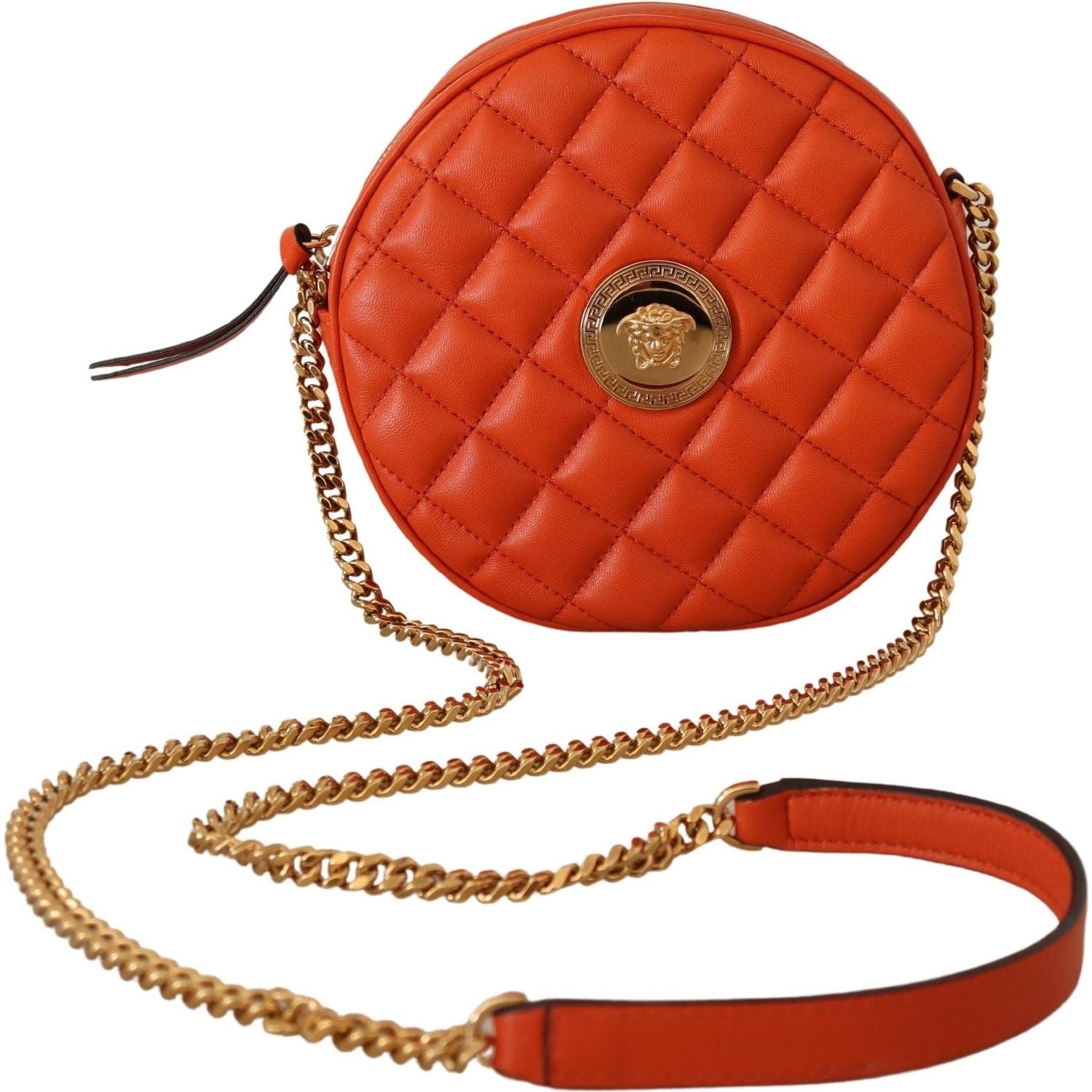 Versace Elegant Round Nappa Leather Crossbody Bag