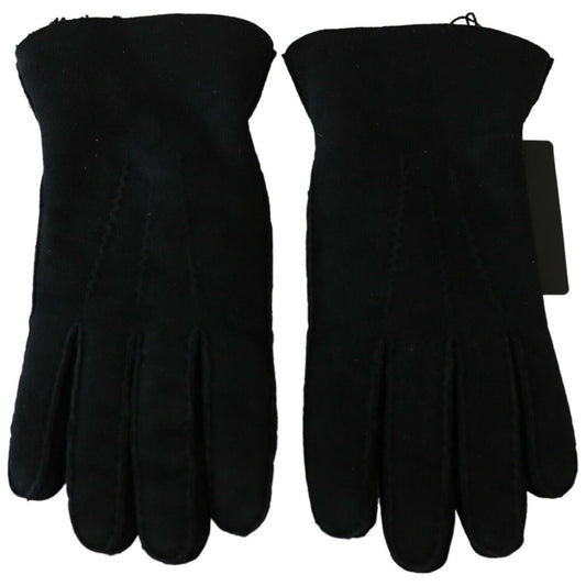 Dolce & Gabbana Elegant Black Leather Biker Gloves Dolce & Gabbana Black