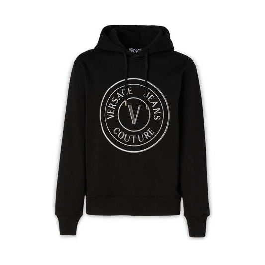 Versace Jeans Stunning Hooded Black Cotton Sweatshirt MAN SWEATERS Versace Jeans Black