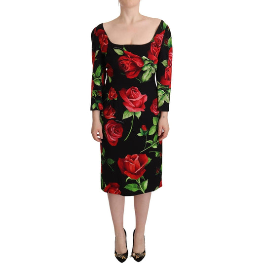 Dolce & Gabbana Elegant Floral Print Silk Sheath Dress Dolce & Gabbana Rosy Brown
