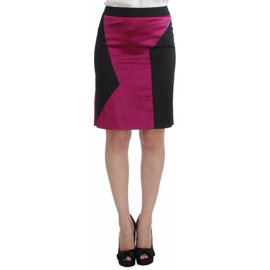 Dolce & Gabbana Elegant Pencil Skirt in Black and Pink Dolce & Gabbana Maroon