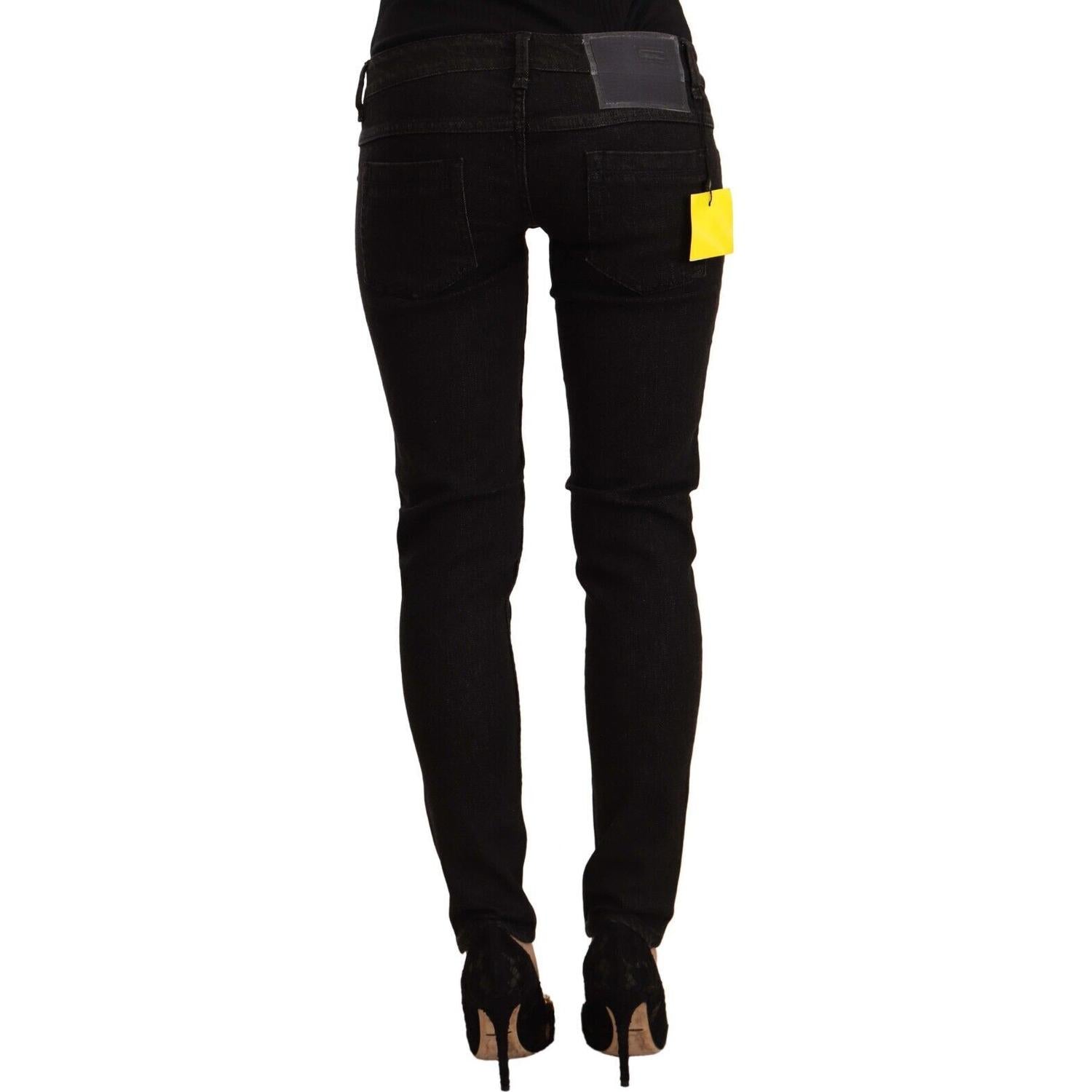 Acht Black Cotton Low Waist Skinny Denim Jeans