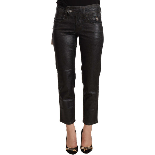 John Galliano Chic Black Glittered Cropped Pants John Galliano Black