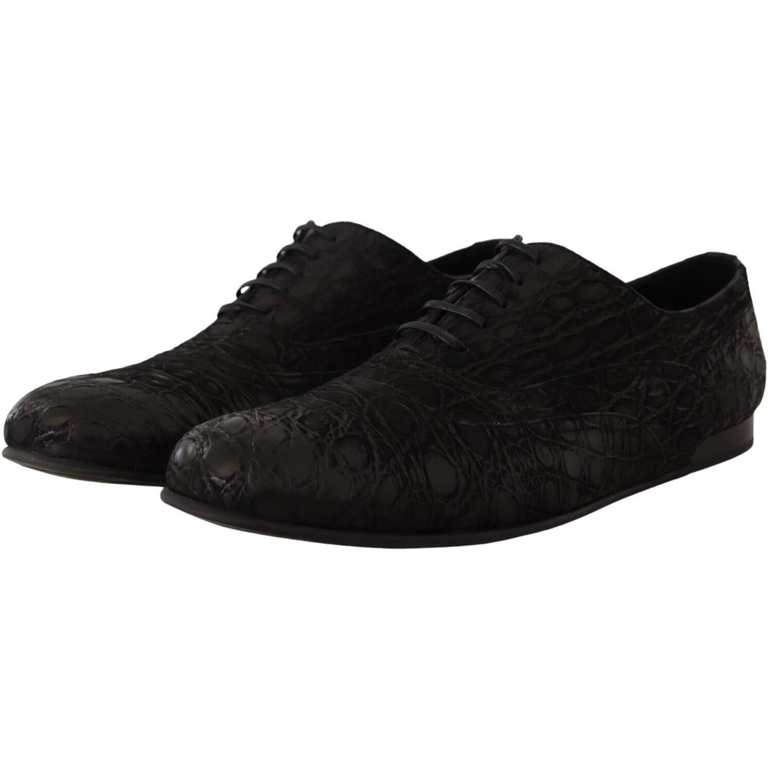 Dolce & Gabbana Black Caiman Leather Mens Oxford Shoes