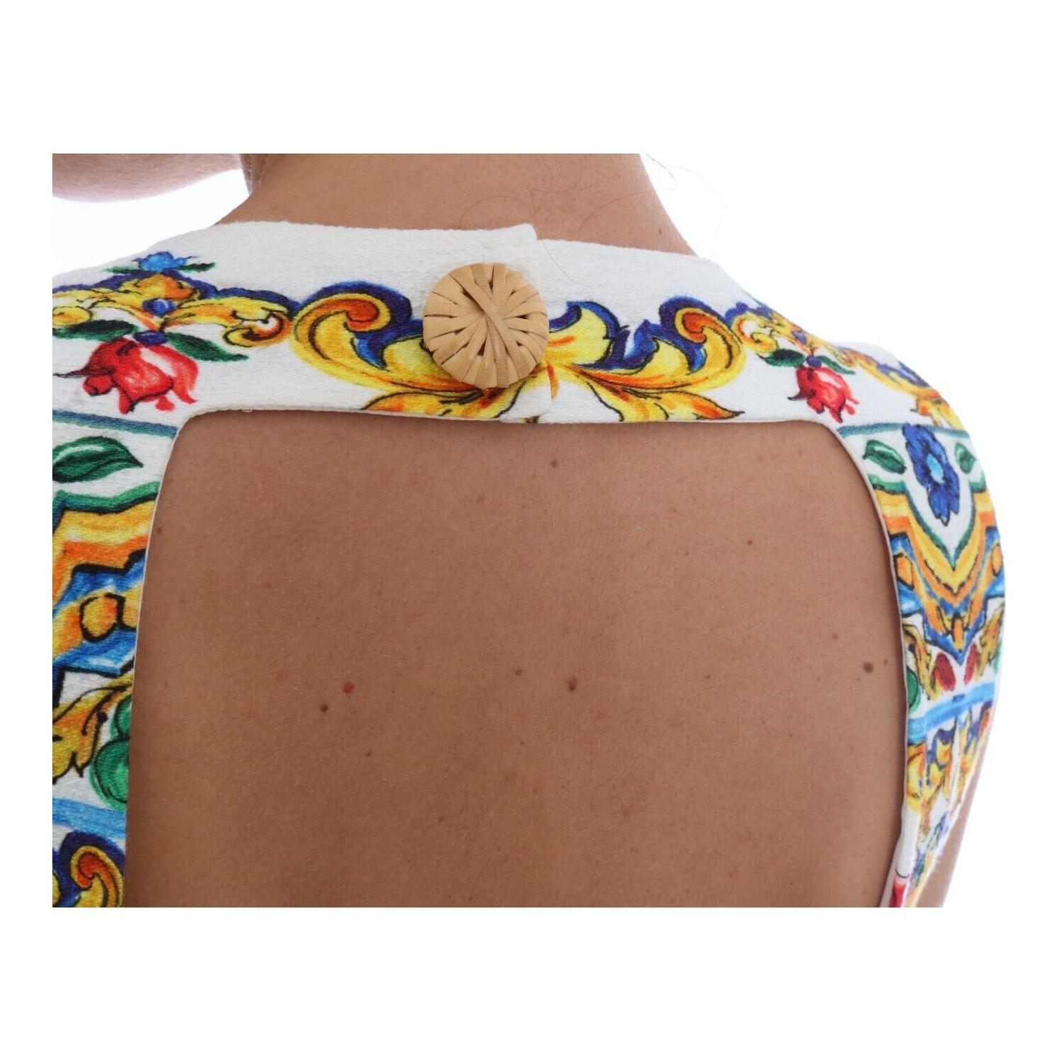 فستان متوسط ​​الطول بطبعة الماجوليكا من دولتشي آند غابانا