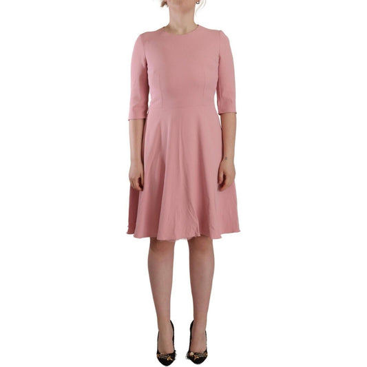 Dolce & Gabbana Elegant Pink A-Line Knee Length Dress Dolce & Gabbana Rosy Brown