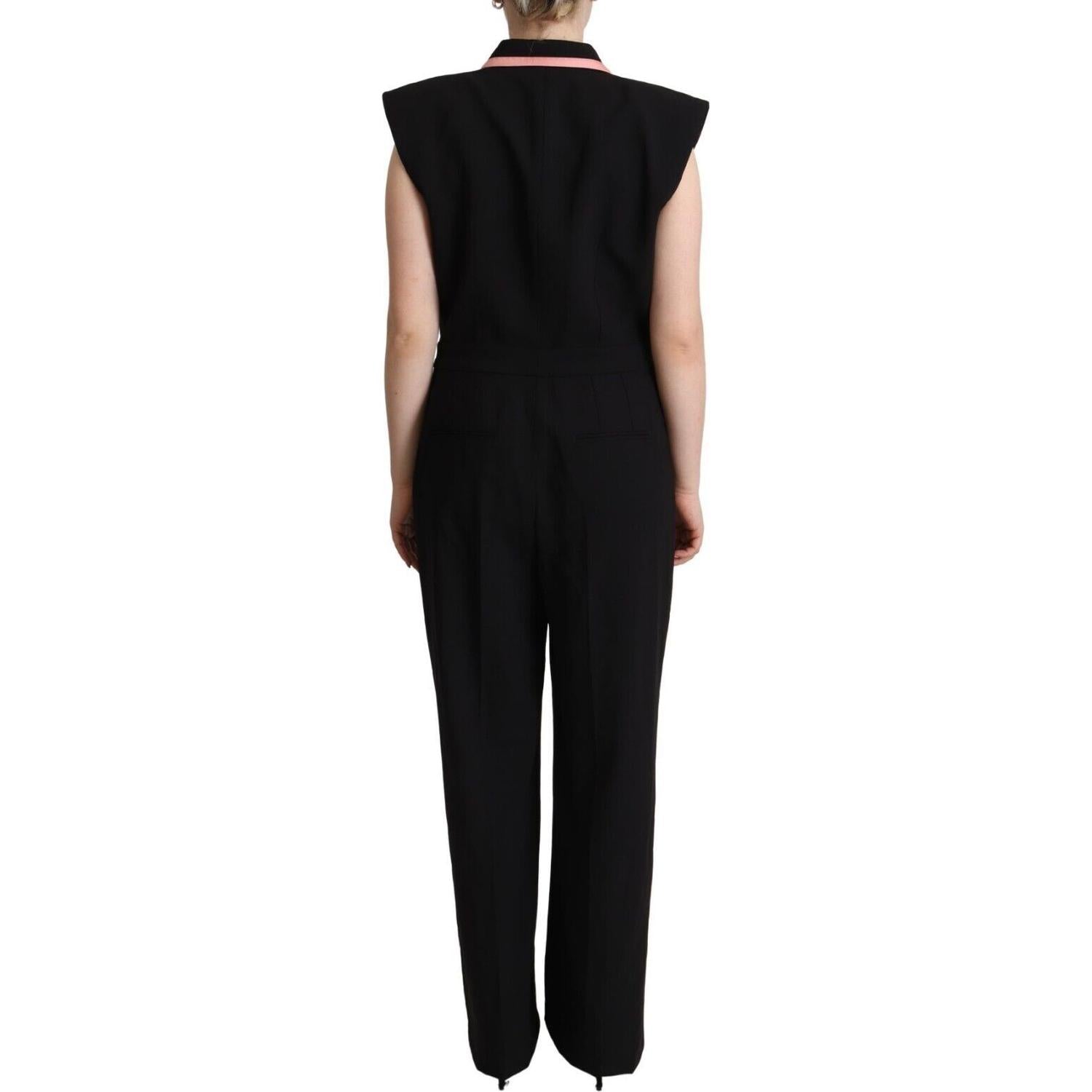 Dolce & Gabbana Black Wool Blend Sleeveless Jumpsuit Dress