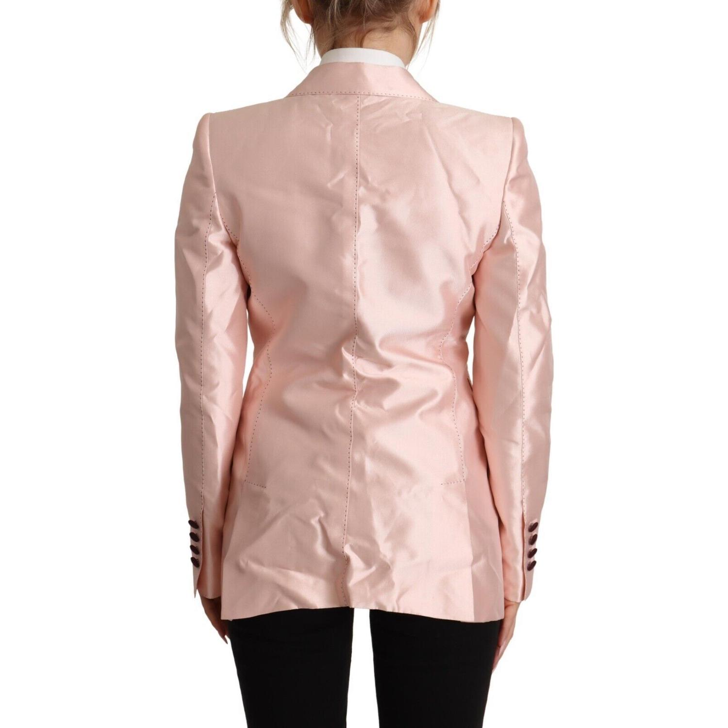 Dolce & Gabbana Pink Satin Long Sleeves Blazer Coat Jacket