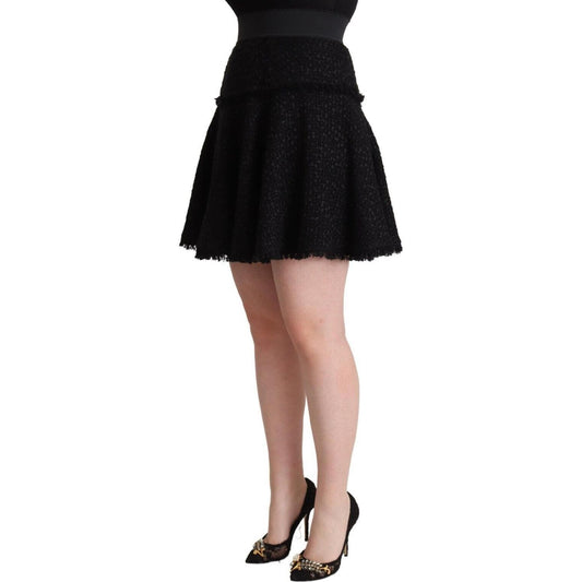 Dolce & Gabbana Elegant Knitted A-Line Mini Skirt Dolce & Gabbana Black
