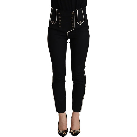 Dolce & Gabbana Elegant High Waisted Slim Fit Trousers Dolce & Gabbana Black