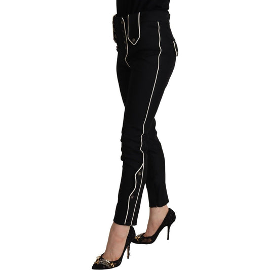 Dolce & Gabbana Elegant High Waisted Slim Fit Trousers Dolce & Gabbana Black