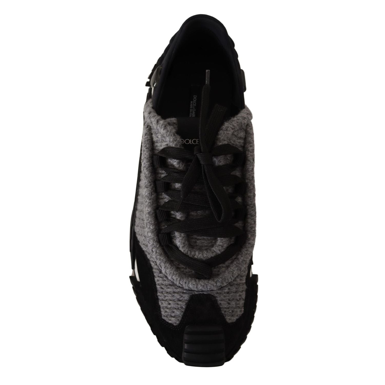 Dolce & Gabbana Black Gray Fabric Lace Up NS1 Sneakers Shoes