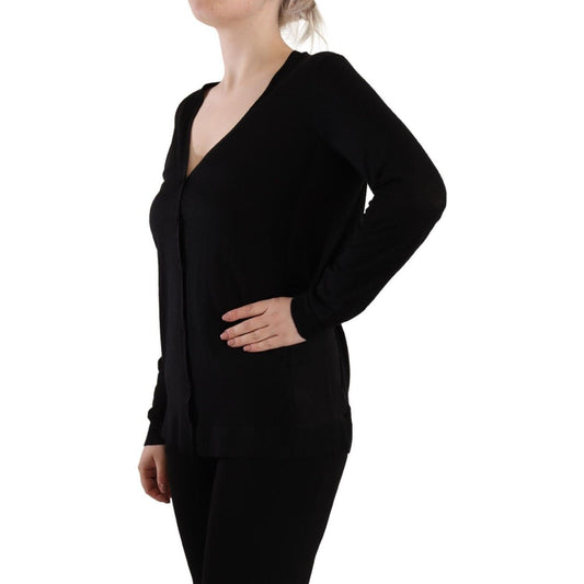 Dolce & Gabbana Elegant Black V-Neck Wool Pullover Dolce & Gabbana Tan