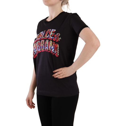 Dolce & Gabbana Chic Black Crew Neck Logo Tee Dolce & Gabbana Black